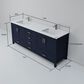 Lexora Home Jacques 72" Double Bathroom Vanity in Navy Blue with 2 cm White Quartz Top and Rectangular Sinks, , large