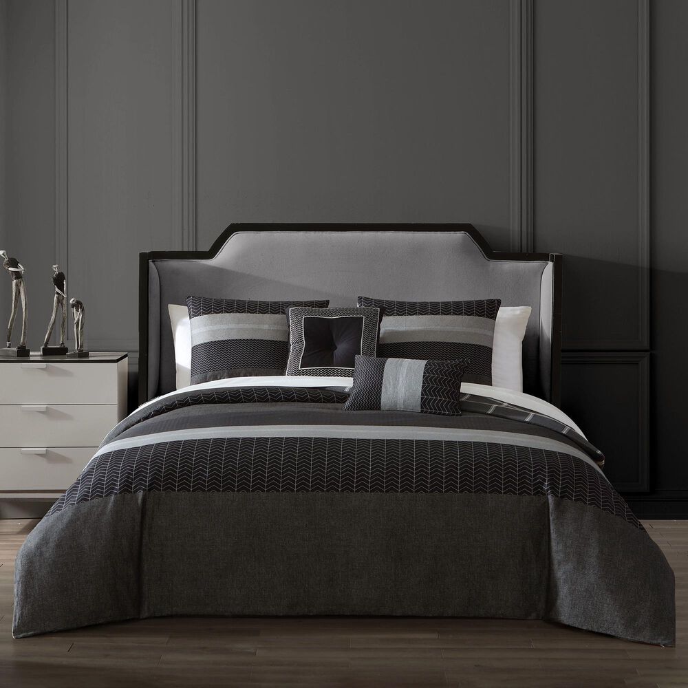 BEBEJAN Kyle 5-Piece King Comforter Set in Black and Grey, , large