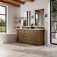 James Martin Vanities Brookfield 72" Double Bathroom Vanity in Honey Oak with 3cm Ethereal Noctis Quartz Top and Rectangular Sinks, , large