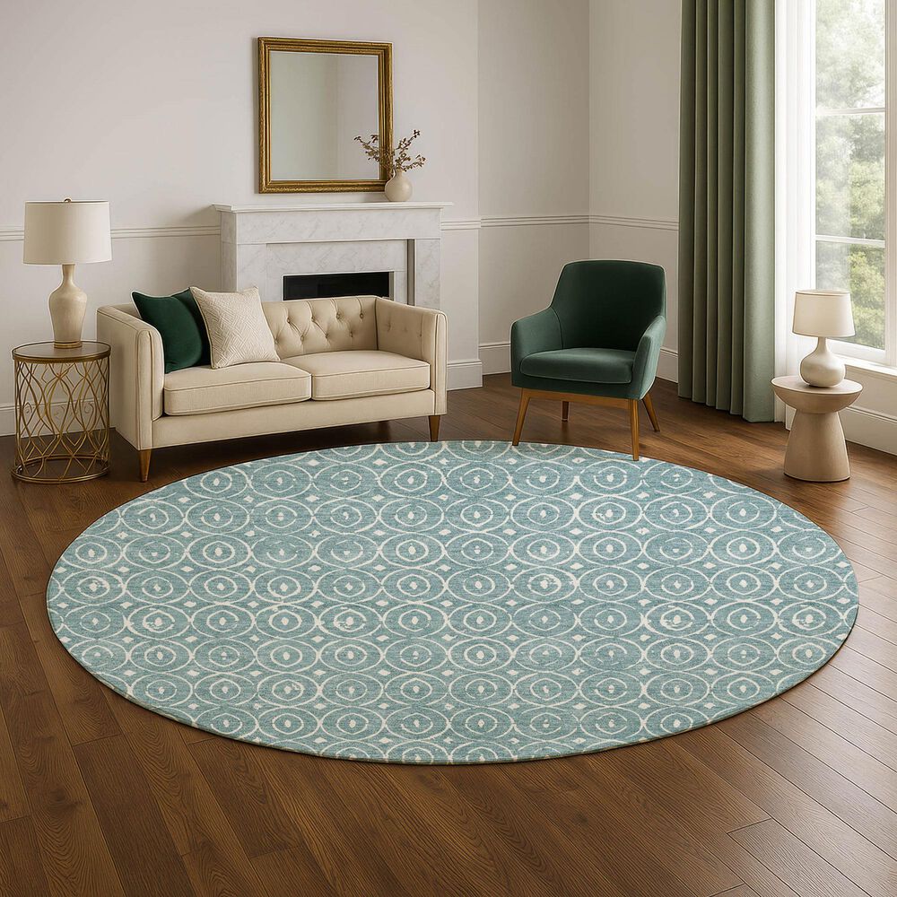 Dalyn Rug Company The Reserve TR12 Turquoise 8&#39; Round Indoor/Outdoor Area Rug, , large
