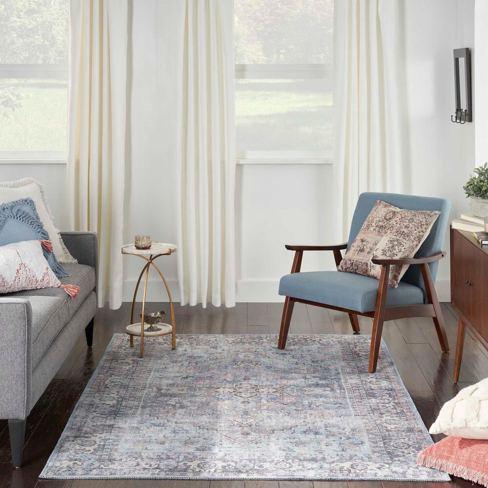 57 Grand by Nicole Curtis Series 1 5&#39;3&quot; x 7&#39;3&quot; Light Grey and Blue Area Rug, , large