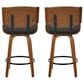 LumiSource Lombardi 26" Swivel Counter Stool with Espresso Faux Leather Upholstery in Walnut and Black (Set of 2), , large