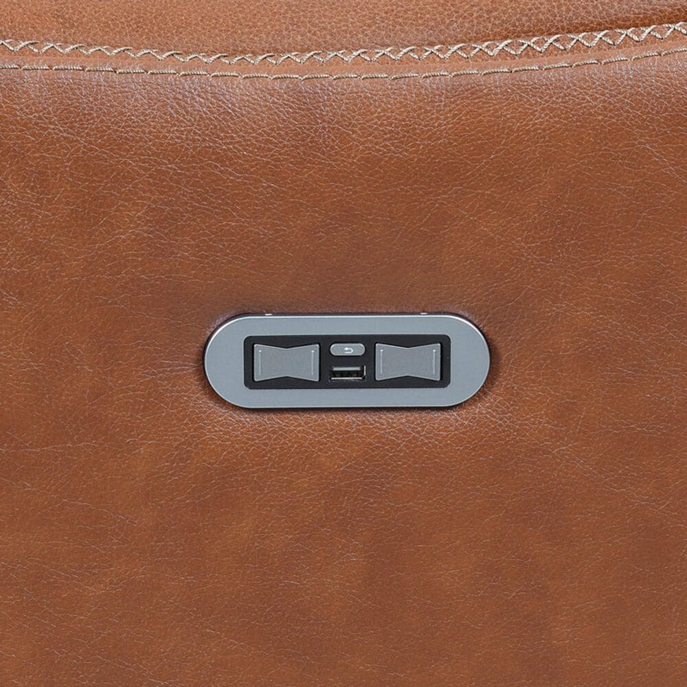 Crystal City Natalia Leather Power Console Loveseat with Headrest in Coach, , large