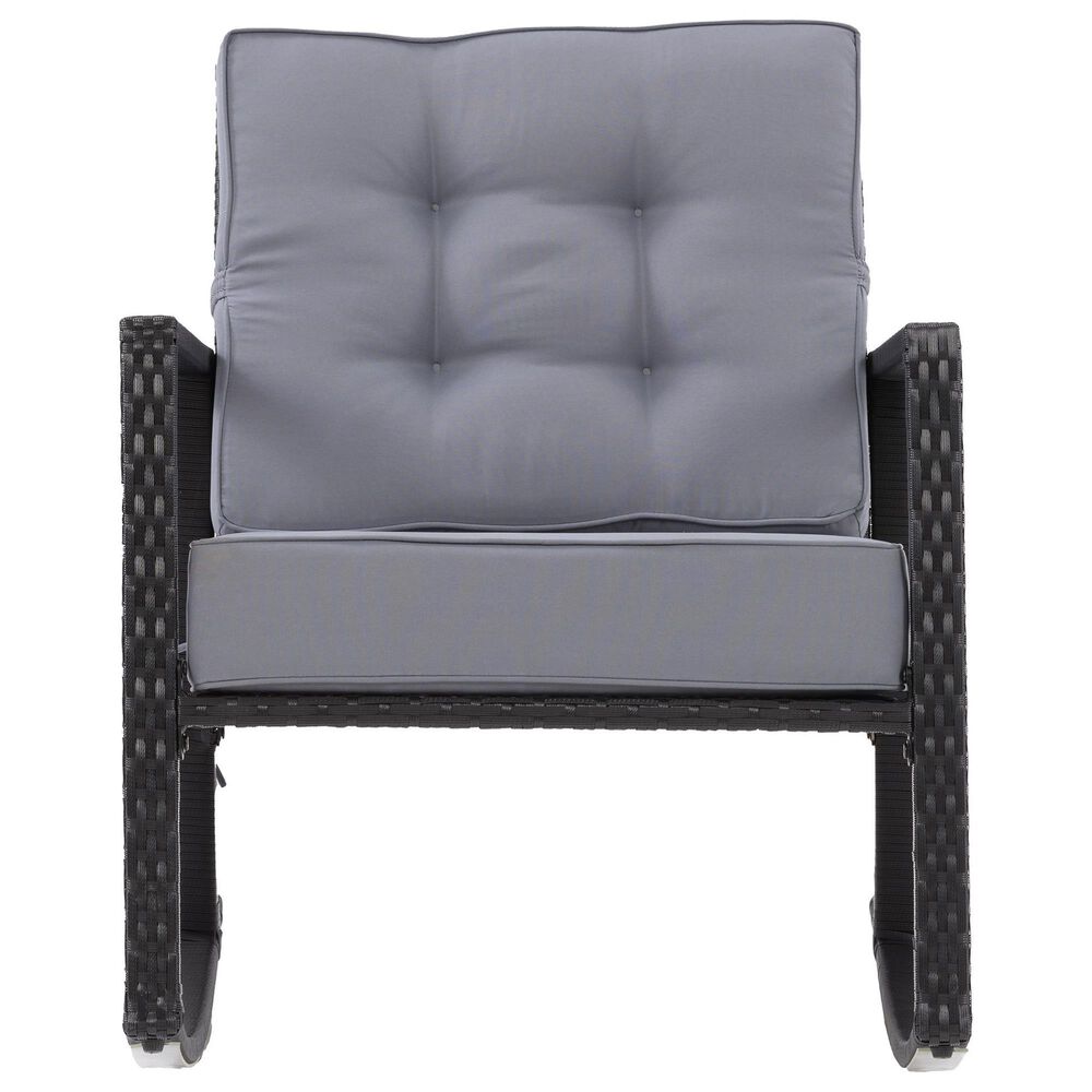 CorLiving Parksville Patio Rocking Chair in Black/Ash Gray, , large