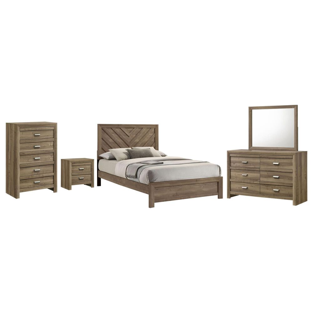 Crown Mark Valor 5-Piece Full Bedroom Set in Light Brown, , large