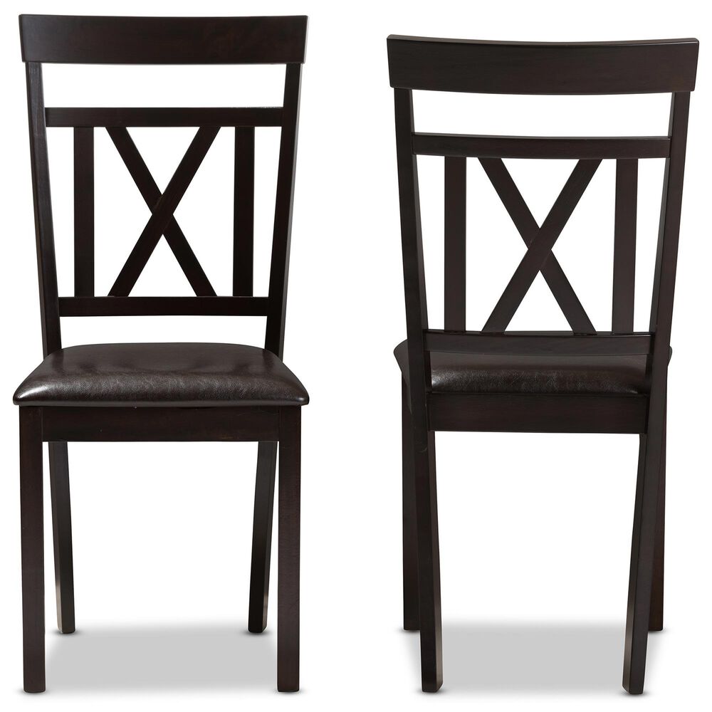 Baxton Studio Rosie Side Chair in Dark Brown (Set of 2), , large