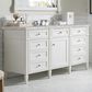 James Martin Vanities Brittany 60" Single Bathroom Vanity in Bright White with 3 cm Eternal Jasmine Pearl Silestone Top, Rectangular Sink and FreePower Wireless Charger, , large