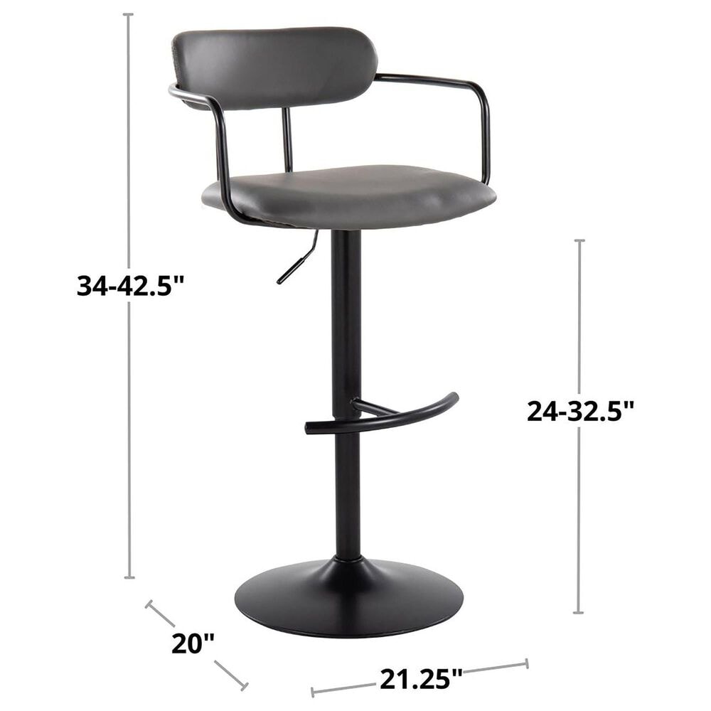 LumiSource Demi Swivel Adjustable Bar Stool with Black Upholstery in Black and Chrome (Set of 2), , large