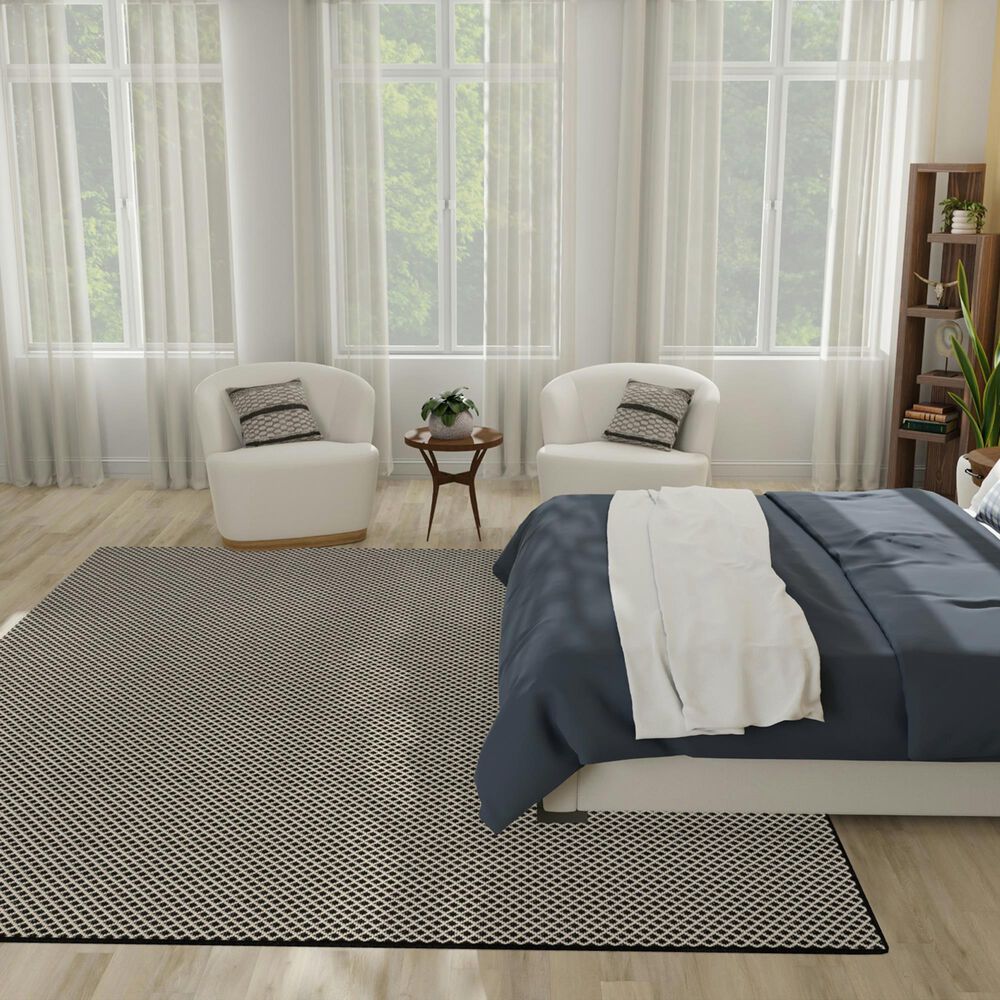 Nourison Courtyard Black and White 8&#39; x 10&#39; Indoor/Outdoor Area Rug, , large