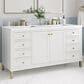 James Martin Vanities Chicago 60" Double Bathroom Vanity in Glossy White with 3 cm White Zeus Quartz Top and Rectangular Sinks, , large