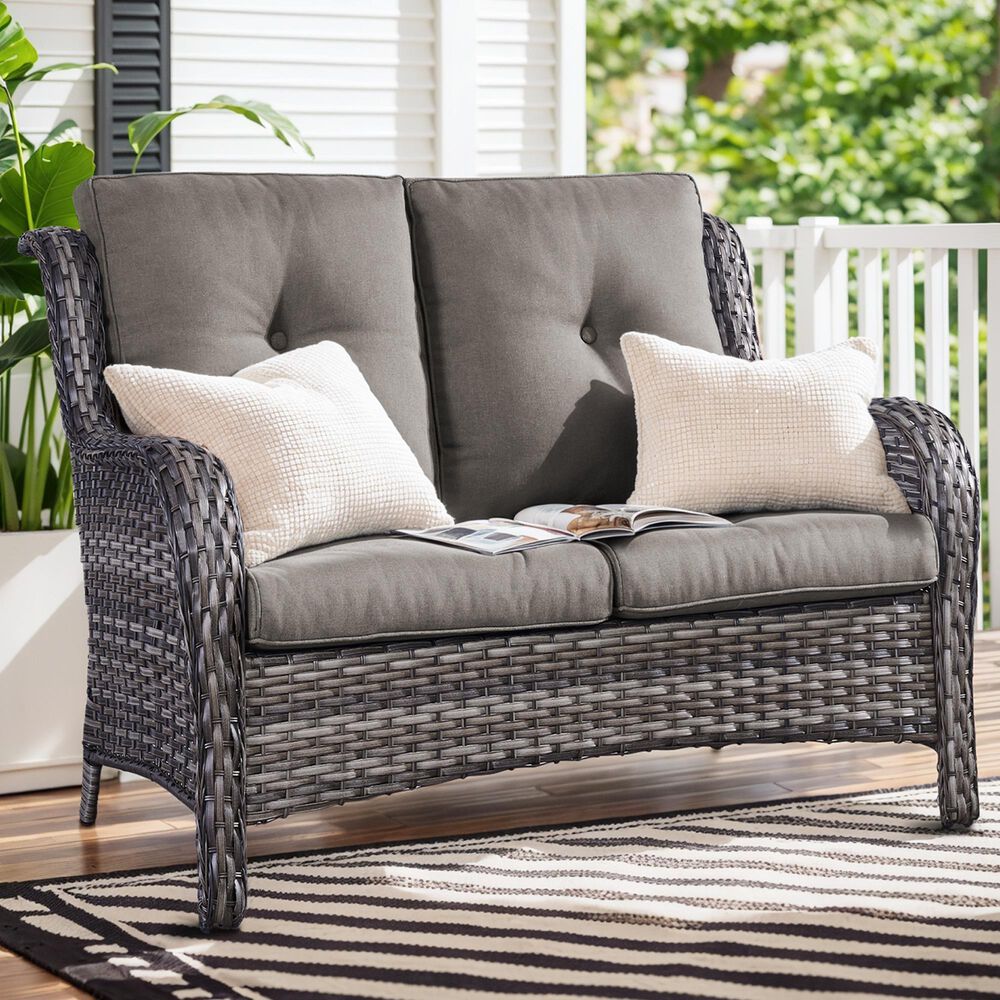 Sunwell Garden Patio Loveseat in Gray, , large
