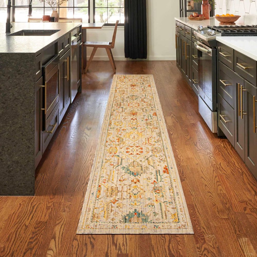 Nourison Antique Bloom Taupe and Multicolor 2'4" x 12' Runner, , large