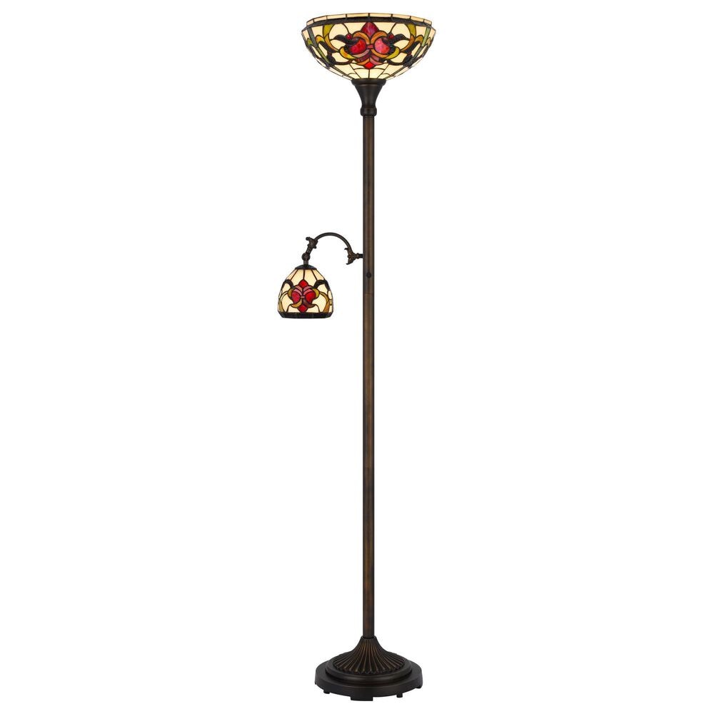 Cal Lighting Victorian Tiffany Torchiere Lamp in Bronze, , large