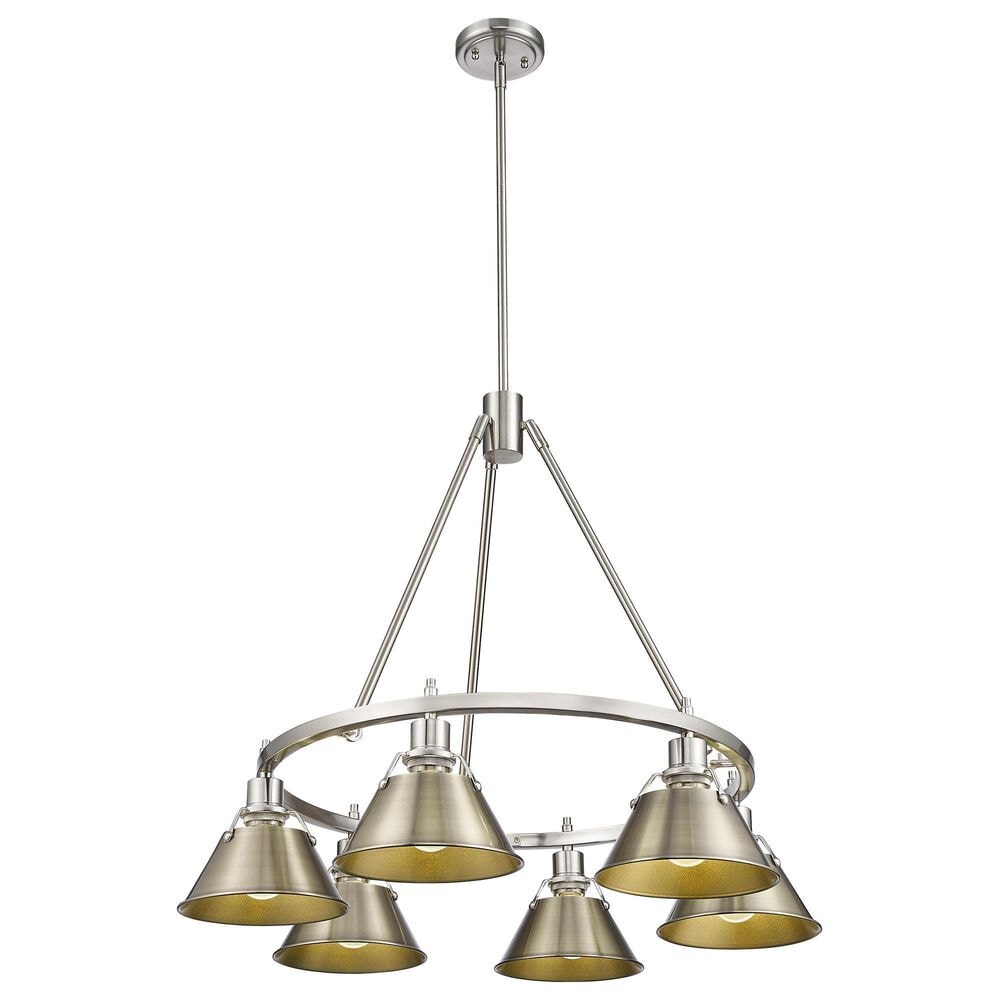 Golden Lighting Orwell 6-Light Chandelier with Aged Brass Shade in Chrome, , large
