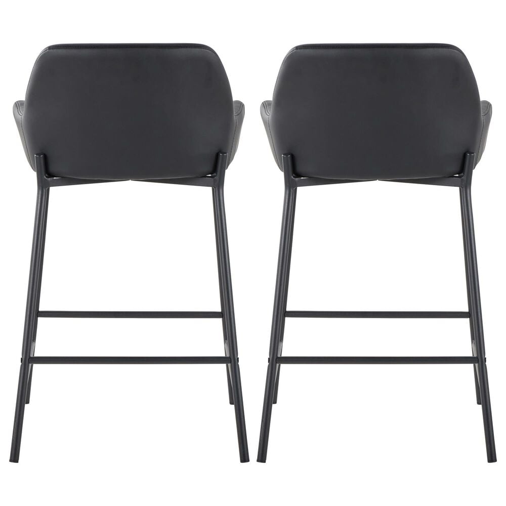 LumiSource Daniella Counter Stool with Black Faux Leather Upholstery in Black (Set of 2), , large
