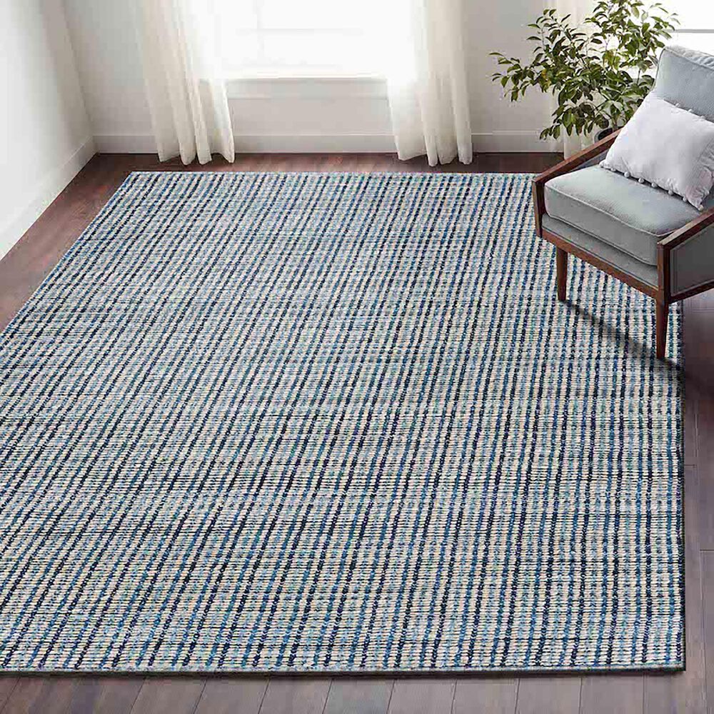 L&amp;R Resources Bleached Naturals 5&#39; x 7&#39;9&quot; Bleach, Blue and Ivory Area Rug, , large
