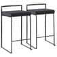 Lumisource Fuji Stackable Counter Stool with Black Velvet Cushion in Black (Set of 2), , large