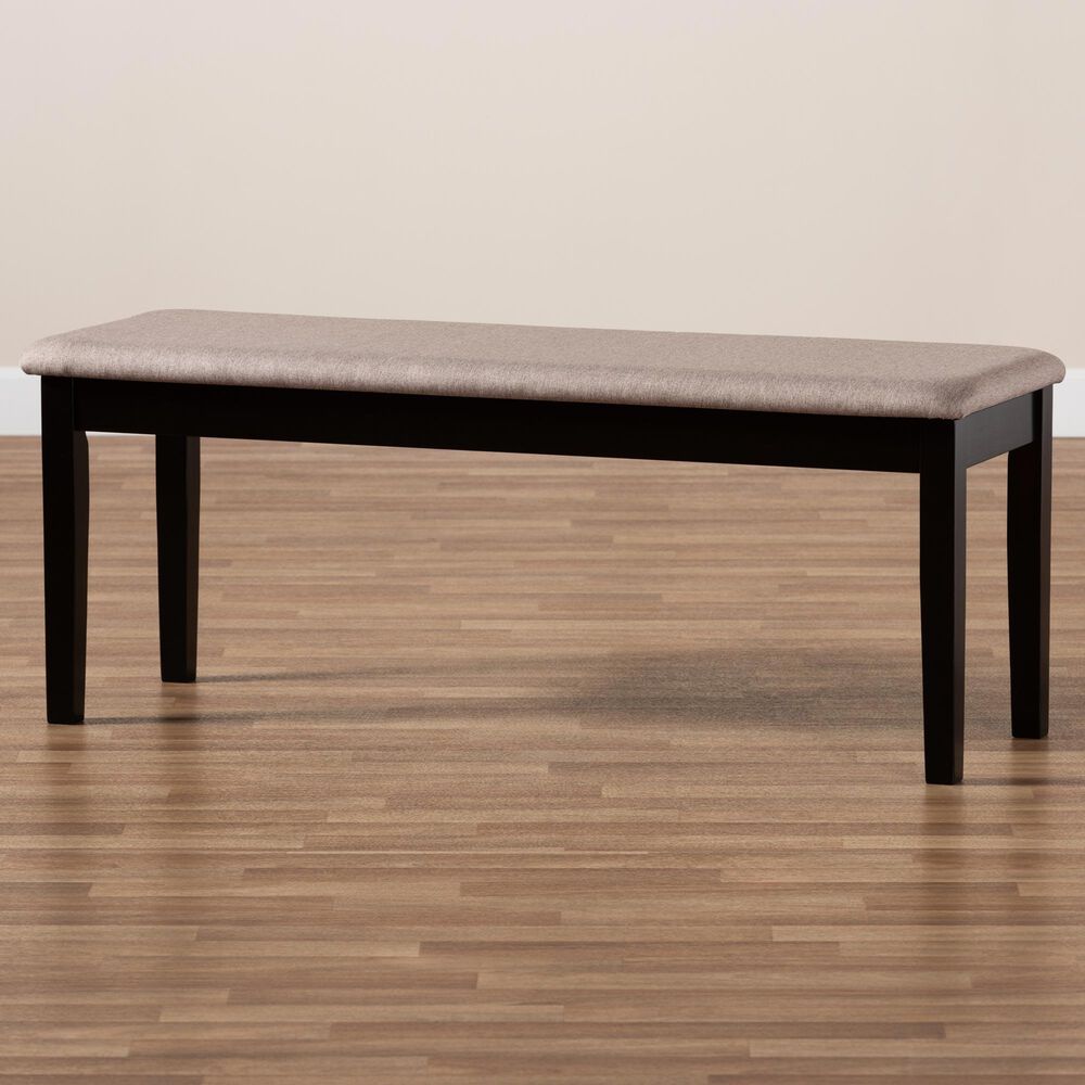 Baxton Studio Teresa Dining Bench with Sand Cushion in Dark Brown, , large