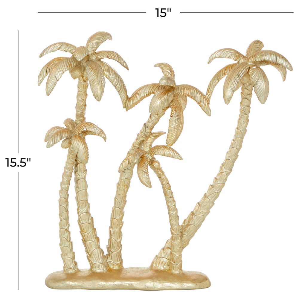 Maple and Jade Coconut Trees Sculpture in Gold, , large