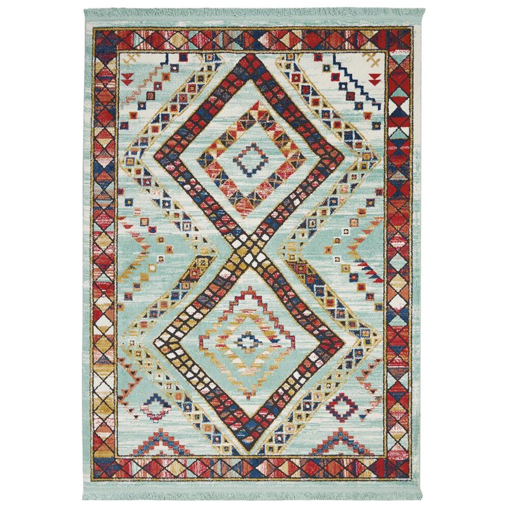 Nourison Navajo NAV02 9"3" x 13" Aqua Area Rug, , large