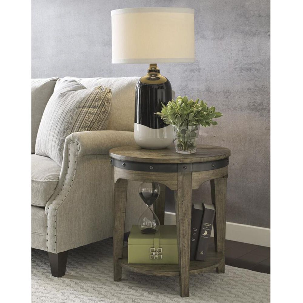 Kincaid Plank Road Artisans Round End Table in Stone, , large