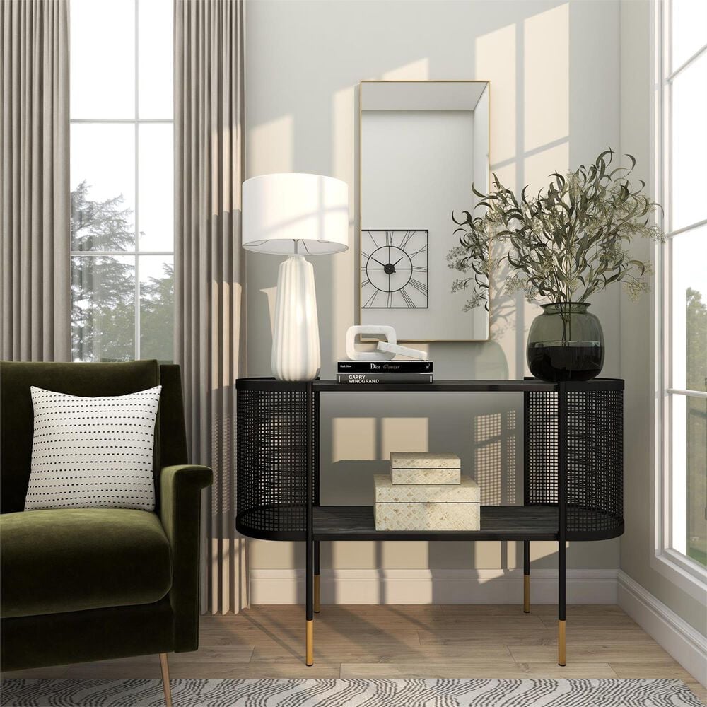 Maple and Jade 36&quot; x 18&quot; Rectangular Wood Wall Mirror with Thin Minimalistic Frame in Matte Gold, , large