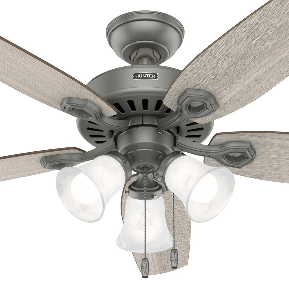 Hunter Builder Plus 52&quot; Ceiling Fan with Lights in Matte Silver, , large