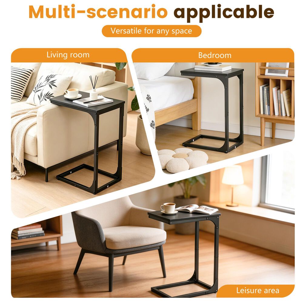 FDW C-Shape Side Table in Black (Set of 2), , large