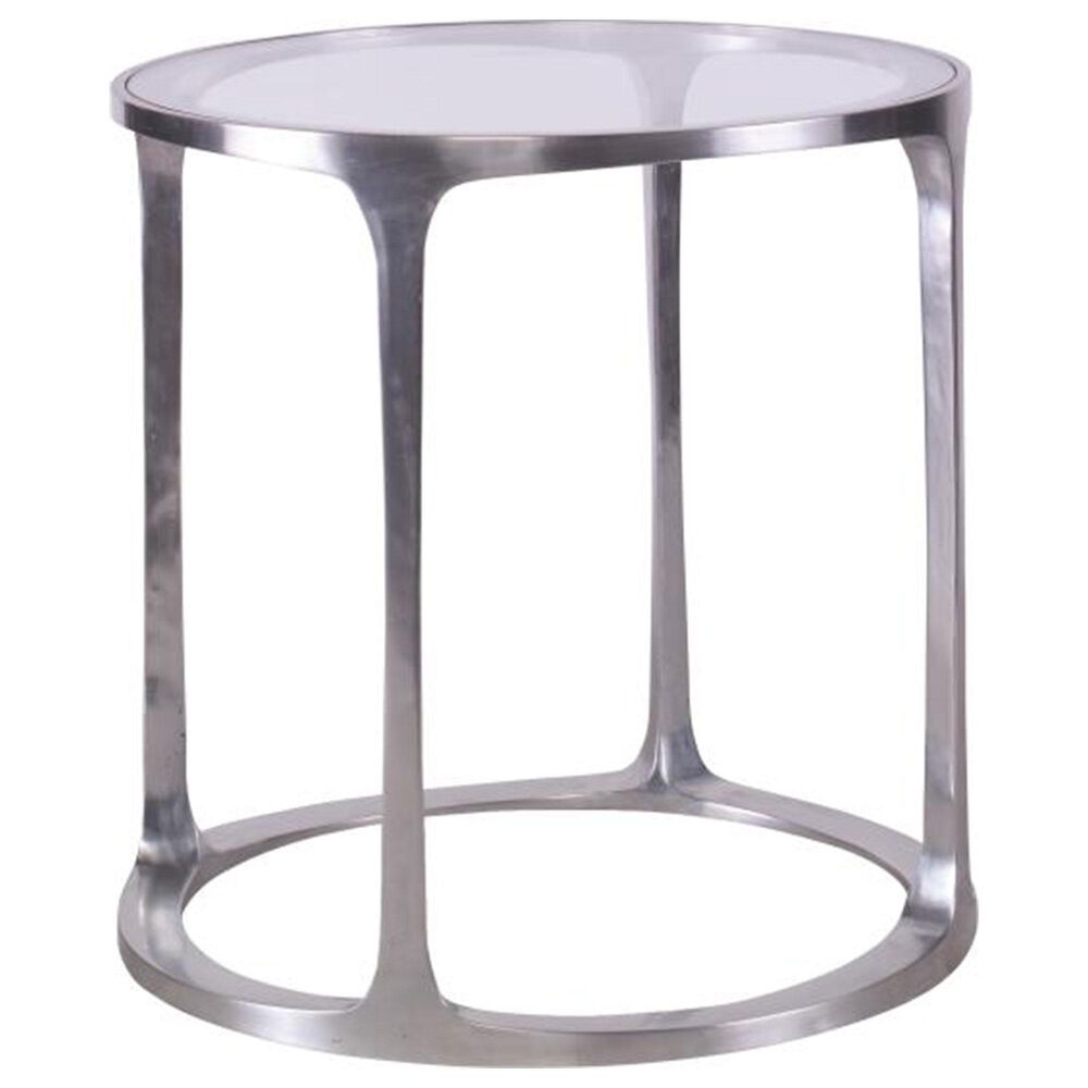 Century Aria Round Chairside Table in Polished Aluminum, , large