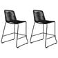 Armen Living Shasta Patio Bar Stool with Rope Seat in Black (Set of 2), , large