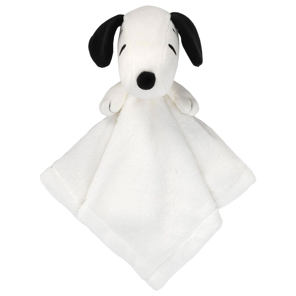 Lambs and Ivy Classic Snoopy Lovey Plush Security Blanket in White and Black, , large