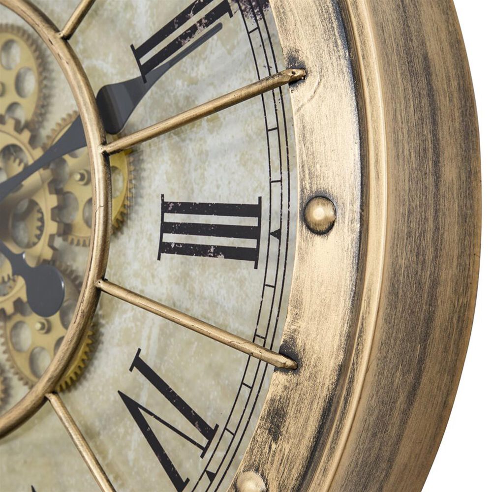 Yosemite Home Decor Gilded Round Gear Wall Clock in Gold, Cream, Beige and Black, , large