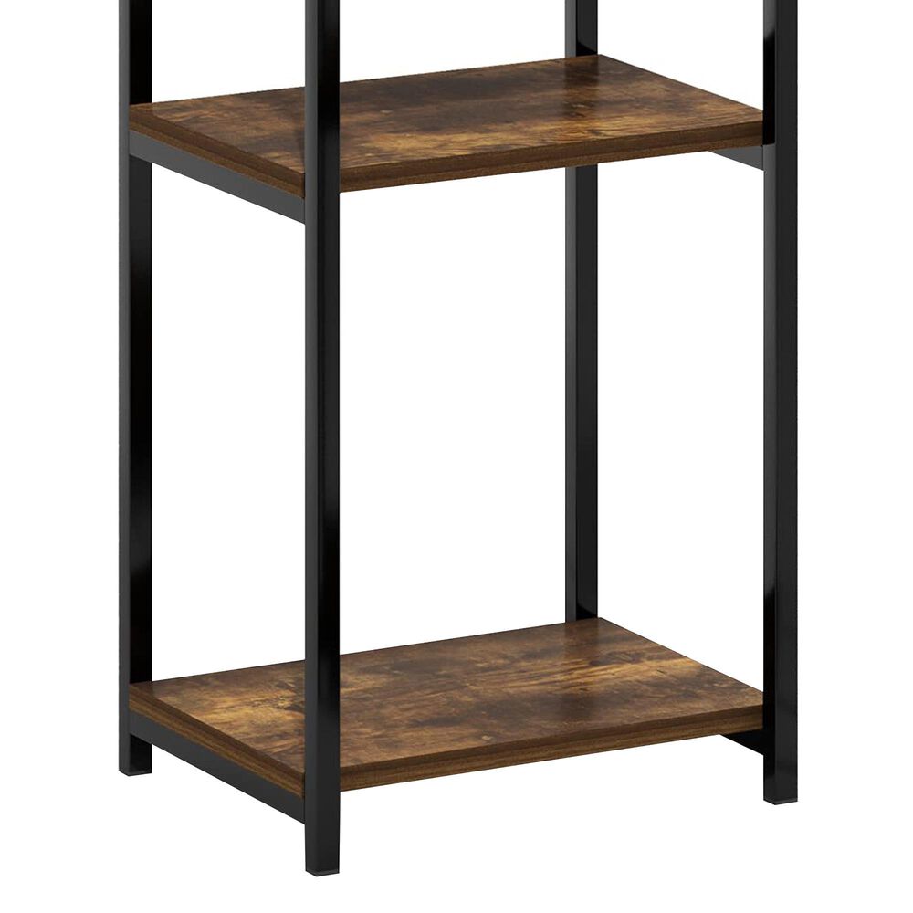 HOMLUX 3-Tier Metal Frame End Table with Storage Shelves in Amber Pine and Black (Set of 2), , large