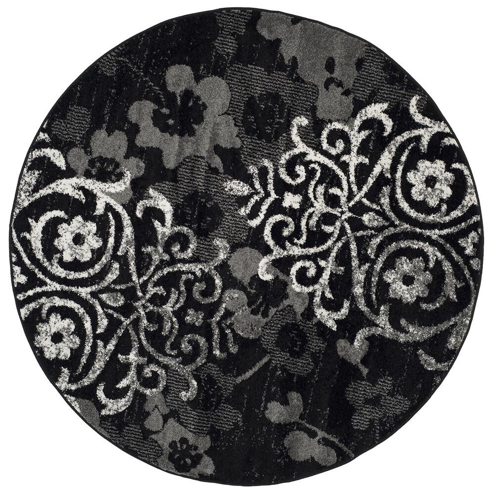 Safavieh Adirondack ADR114A-6R 6&#39; x 6&#39;  Black/Silver Round Rug, , large