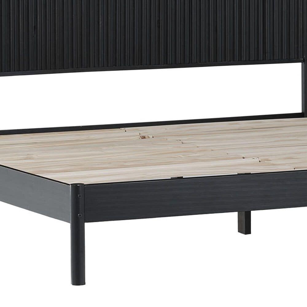 Walker Edison Paris King Platform Bed with Reeded Headboard in Black, , large
