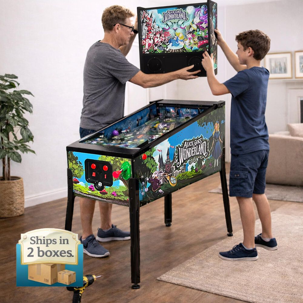 Wonderland Amusements Alice Goes to Wonderland Pinball Machine in Black, , large