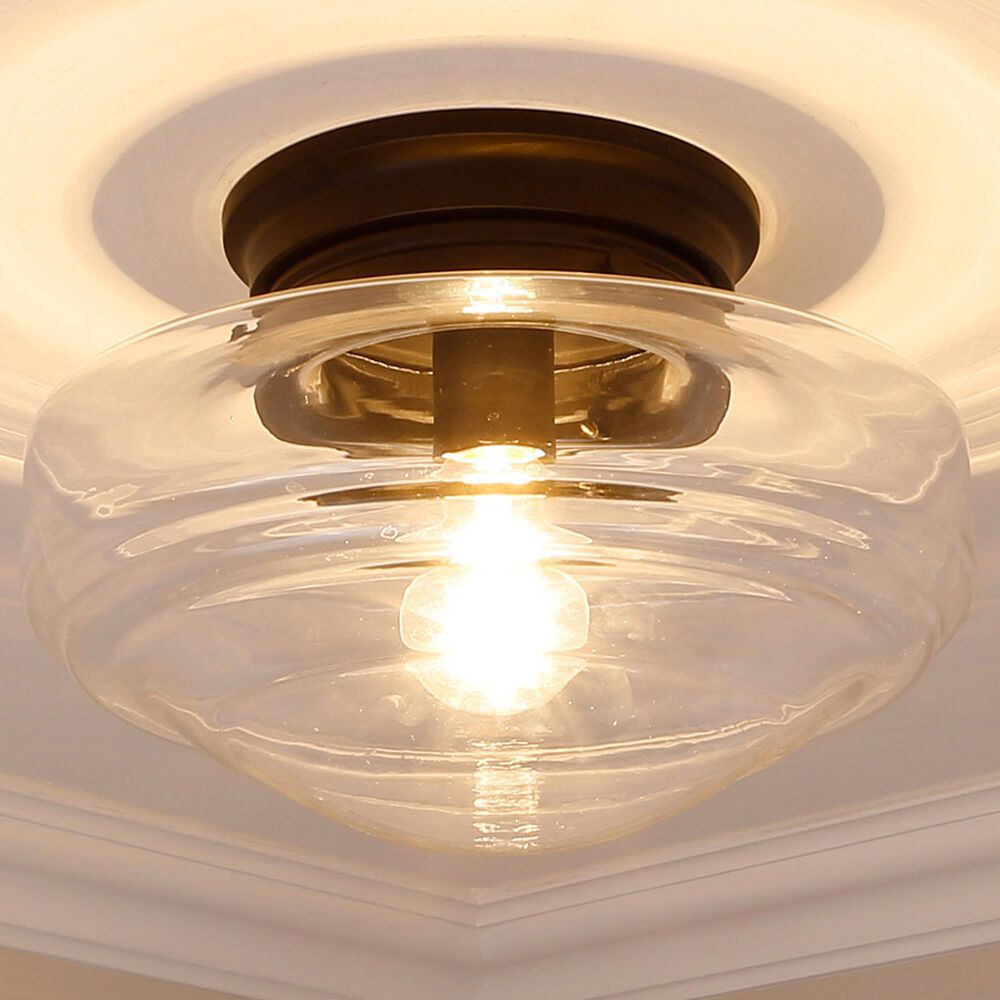 Golden Lighting Ingalls Semi-Flush in Matte Black with Clear Glass, , large