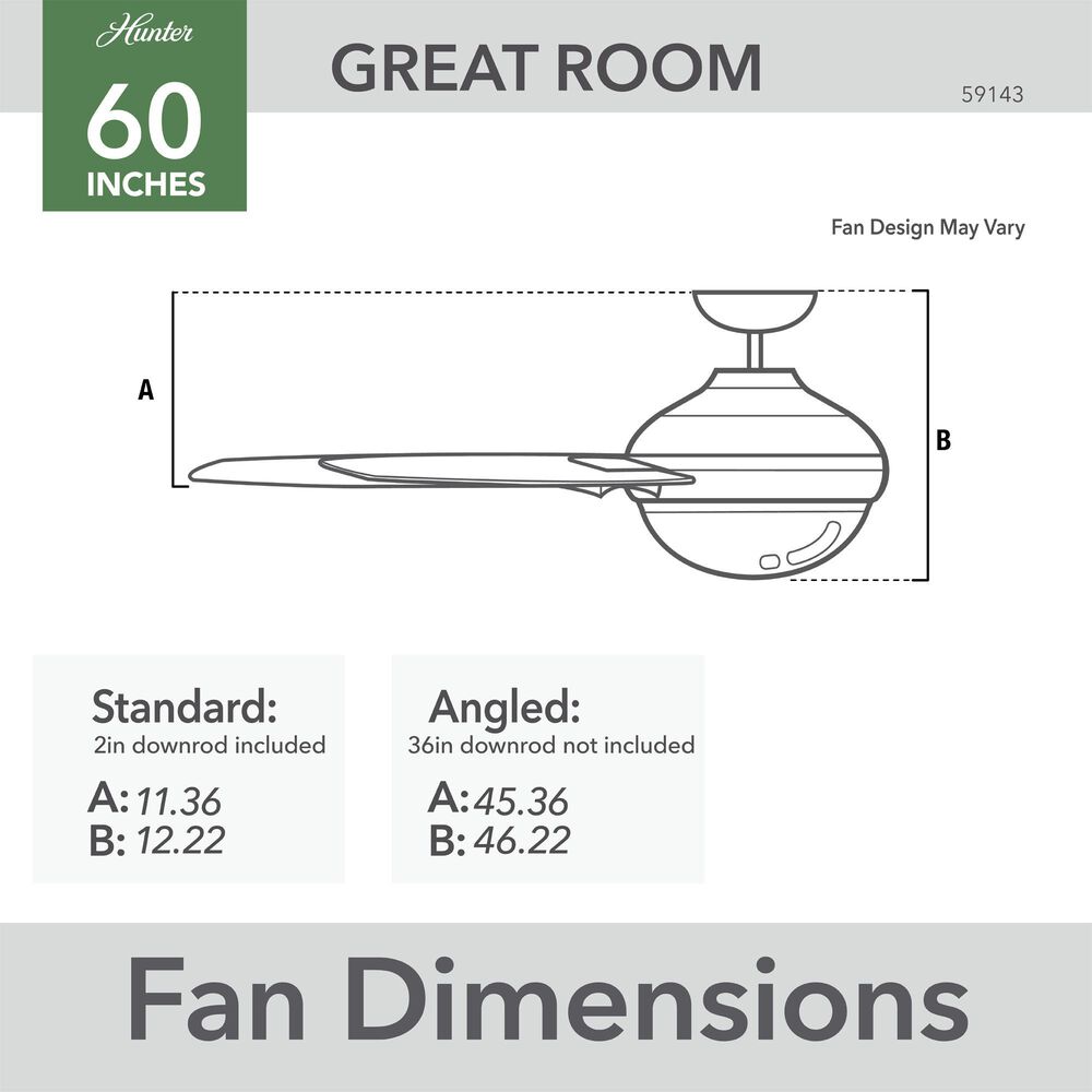Hunter Stingray 60&quot; Ceiling Fan with LED Light in Matte White, , large