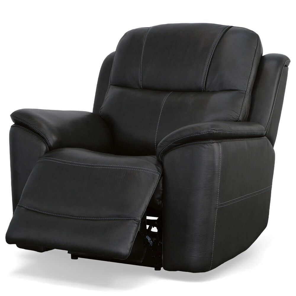 Flexsteel Crew 2-Piece Leather Power Reclining Living Room Set in Raven, , large
