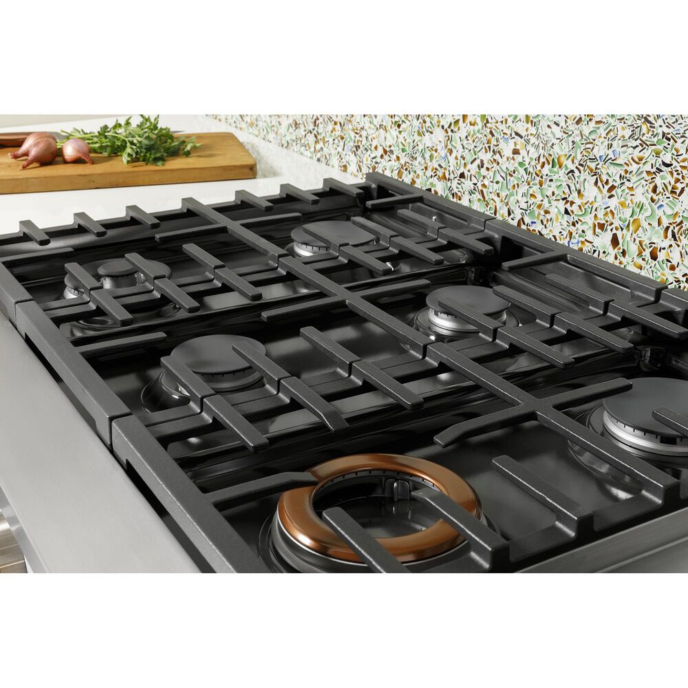 Cafe 48&quot; Natural Gas Rangetop with Integrated Griddle in Matte White and Brushed Bronze, , large