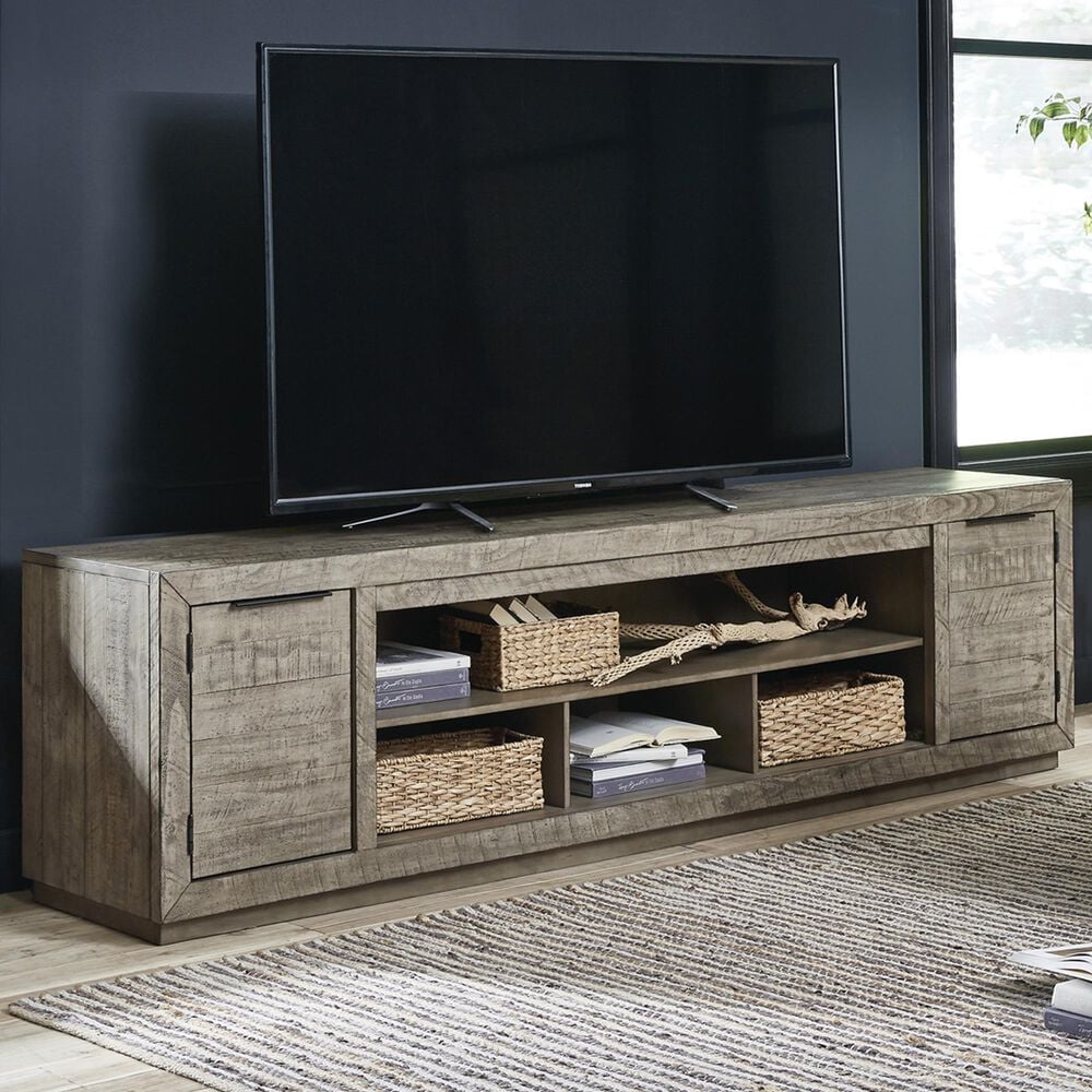 Ashley Krystanza 92&quot; TV Stand in Weathered Gray, , large