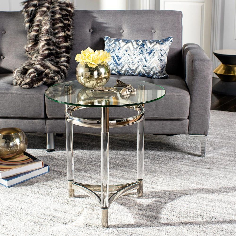 Safavieh Letty Acrylic End Table in Polished Stainless Steel, , large