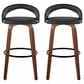 LumiSource Grotto Swivel Bar Stool with Black Faux Leather Upholstery in Walnut Wood and Black (Set of 2), , large