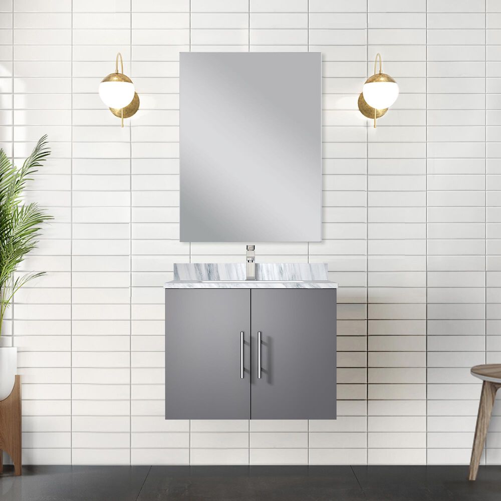 Lexora Home Geneva 24&quot; Single Bathroom Vanity in Dark Grey with 2 cm White Carrara Marble Top and Rectangular Sink, , large