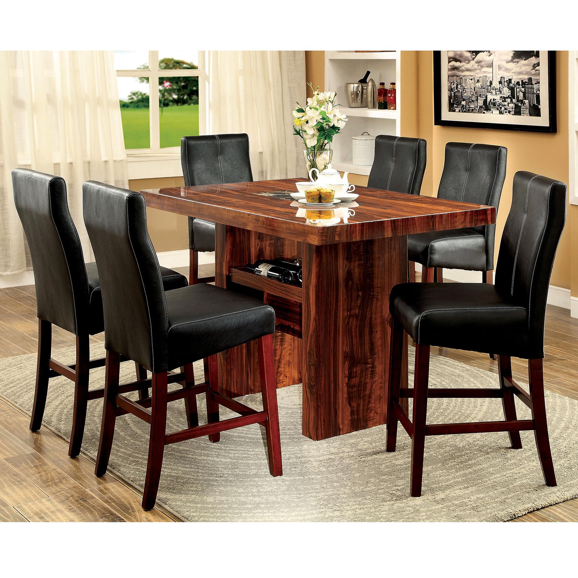 7 piece counter best sale height dining set black