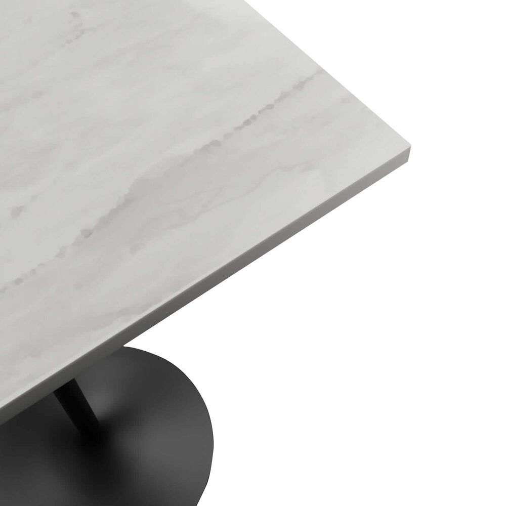 Leisuremod LeisureMod Verve Collection Modern Bar Height Table Black Base with 27 Square Marbleized White Laminated  Top, , large