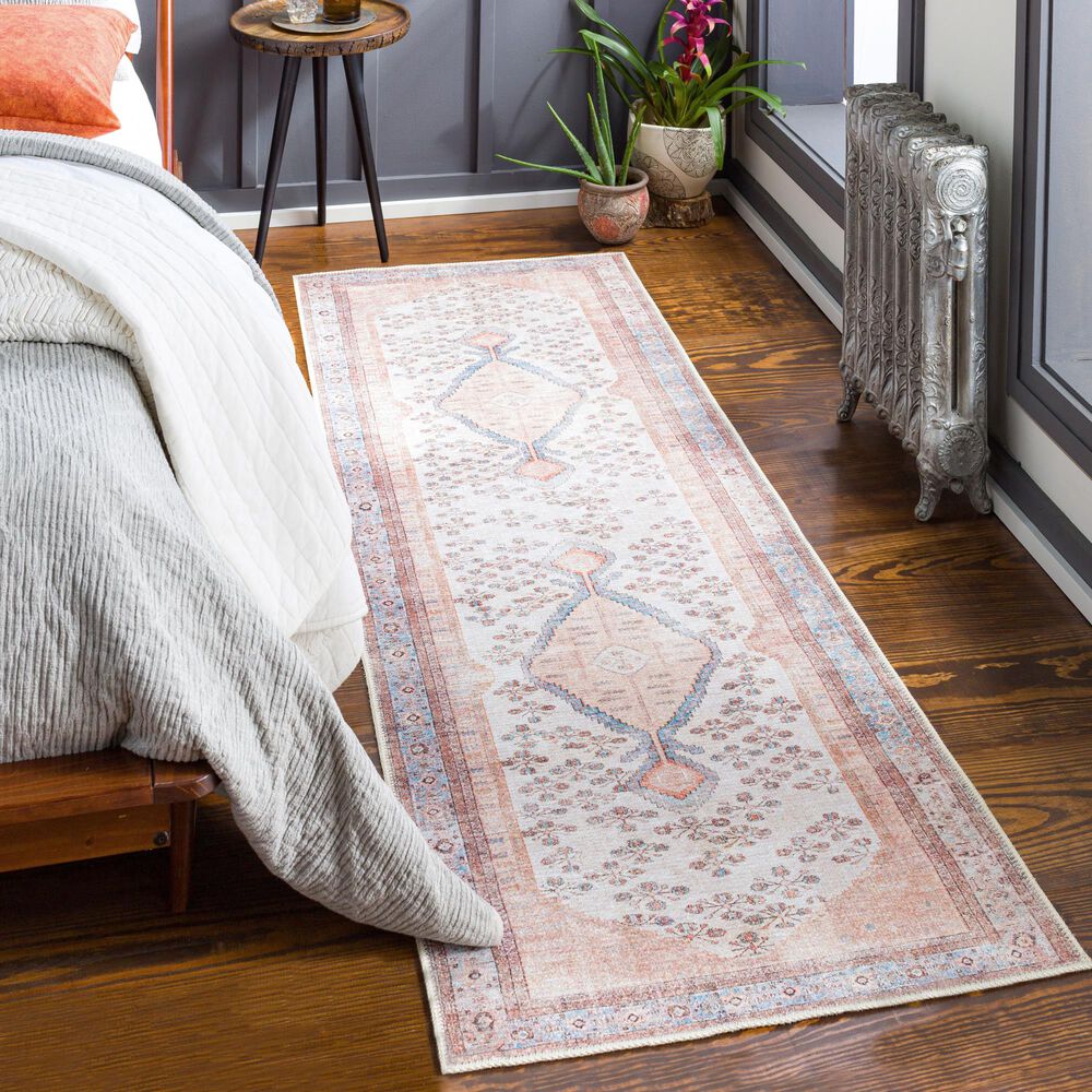 Surya Amelie 2&#39;7&quot; x 7&#39;10&quot; Blush, Ivory, Aqua, Peach, Camel and Charcoal Runner, , large