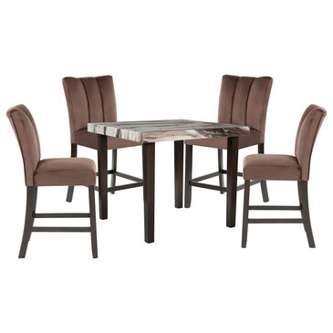 Ashley Jeshina 5-Piece Counter Height Dining Set in White, Dark Brown and Beige, , large