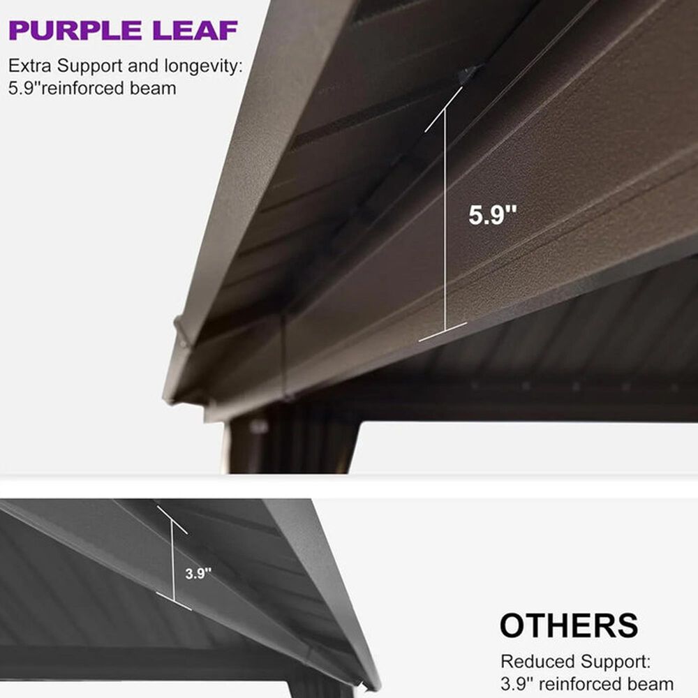 HOMLUX 10' x 14' Outdoor Hardtop Gazebo with Galvanized Steel Double Roof in Brown, , large