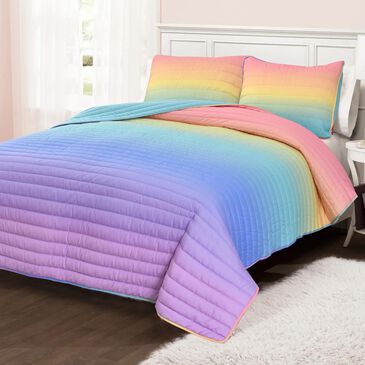 Triangle Home Fashions 3-Piece Full/Queen Quilt Set in Rainbow Ombre, , large